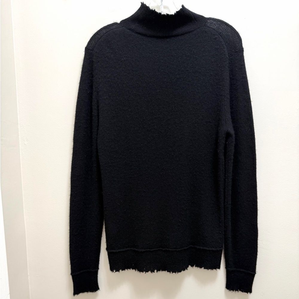 R13 Cashmere Sweater Long Sleeve Mock Neck Distressed Hem Black Size S - Picture 4 of 11